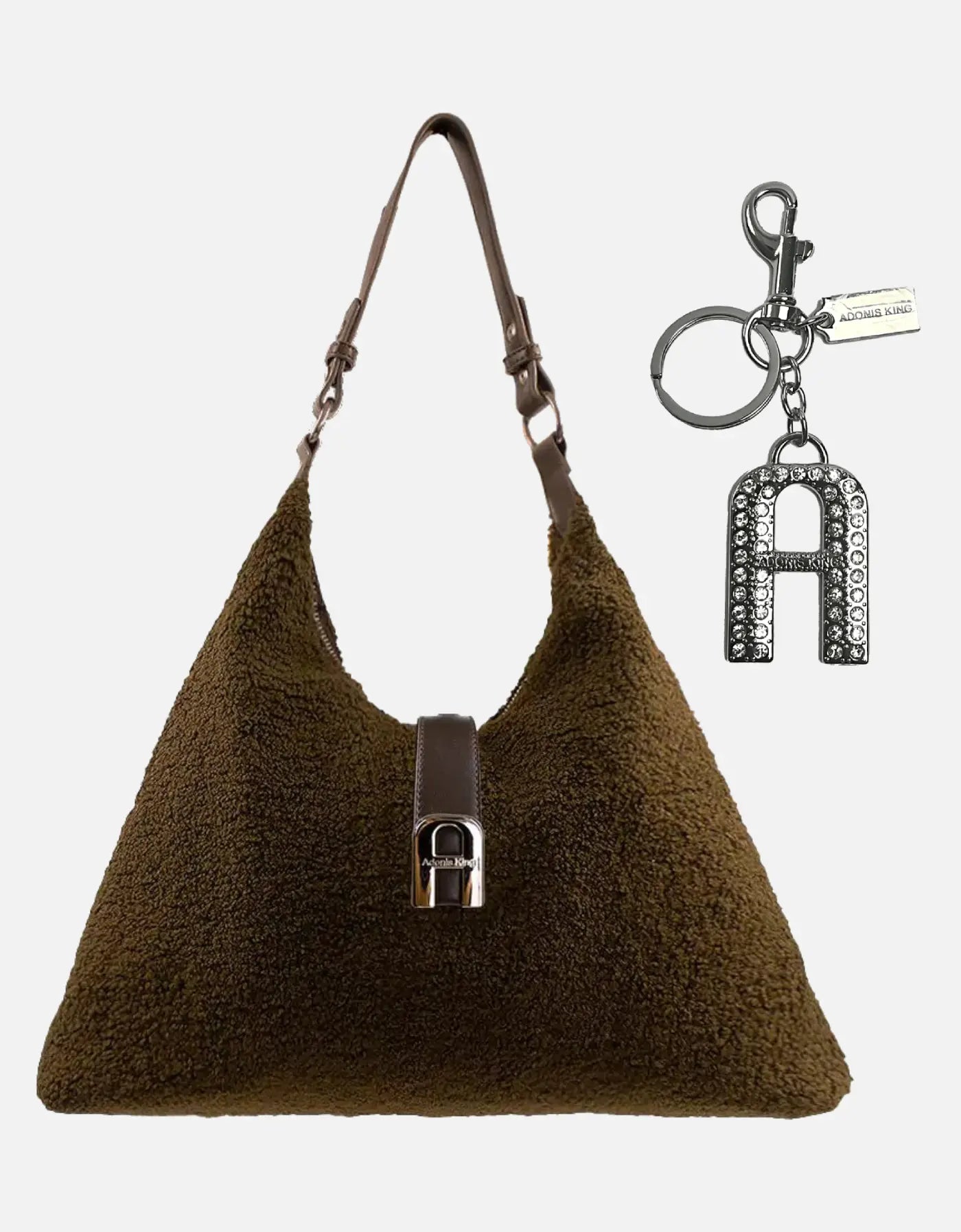 Black Maddie Shoulder Bag + Signature Bag Charm Bundle Adonis King Collection 