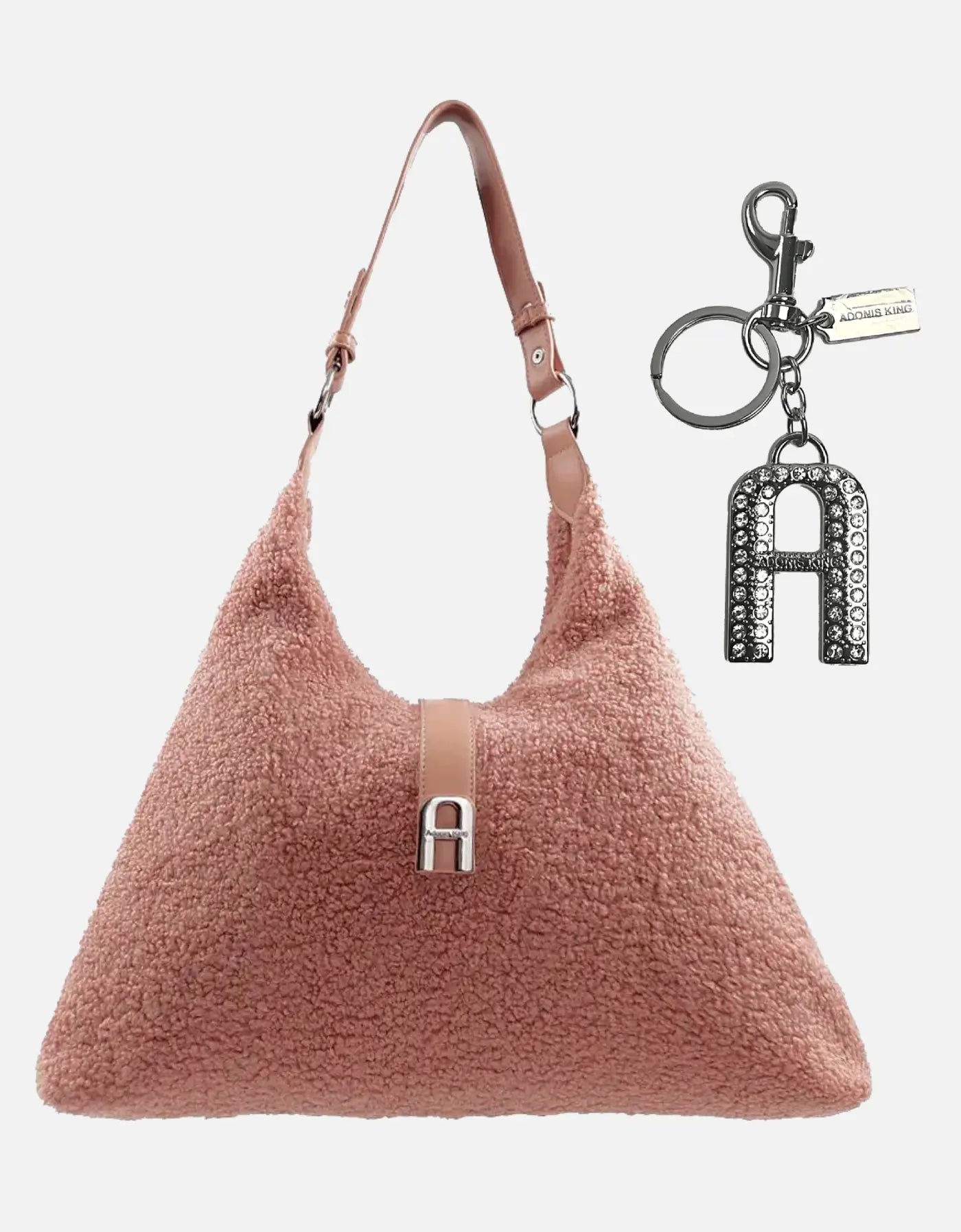 Black Maddie Shoulder Bag + Signature Bag Charm Bundle Adonis King Collection 