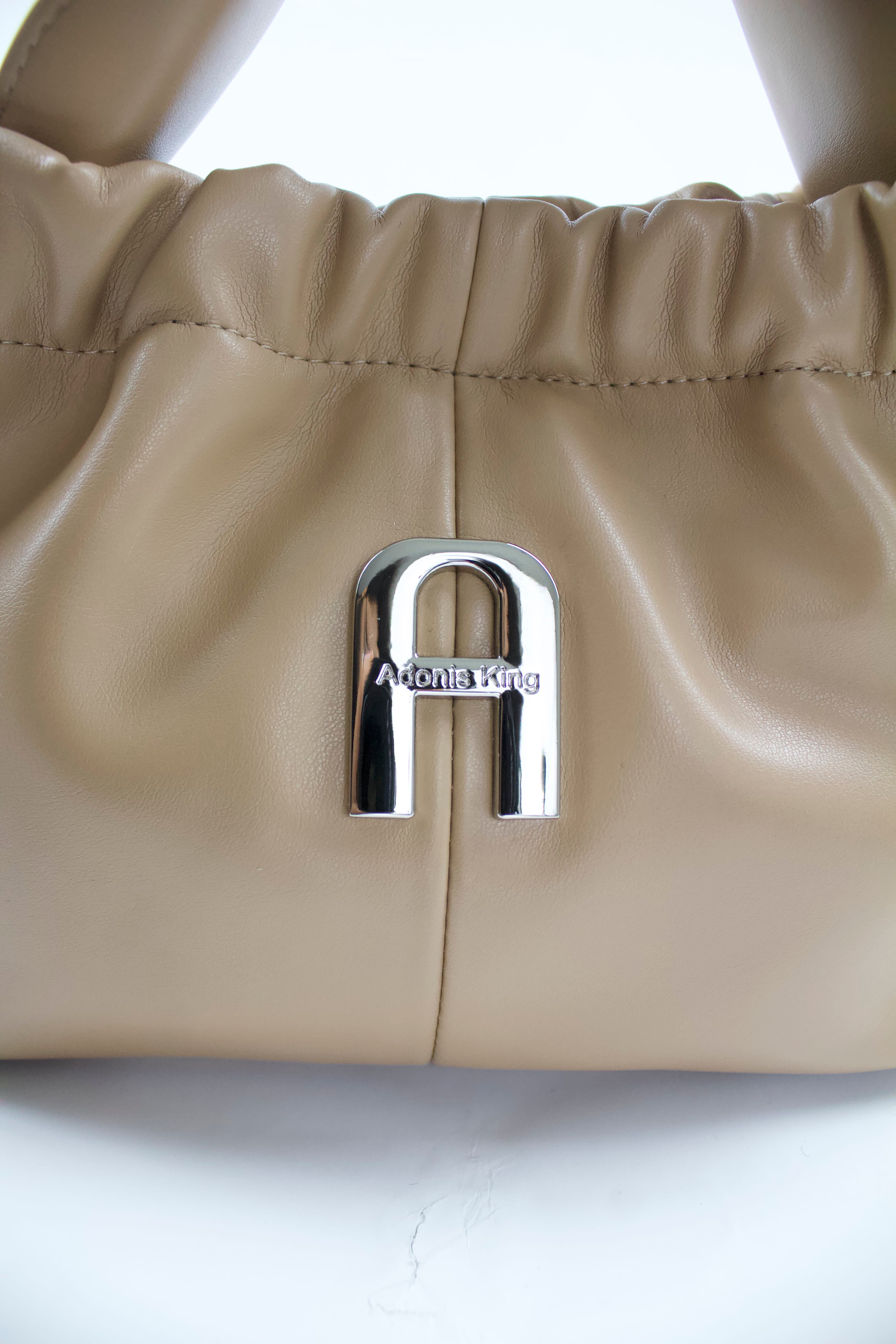 AVA RUCHED SLOUCHY HANDLE BAG - BEIGE