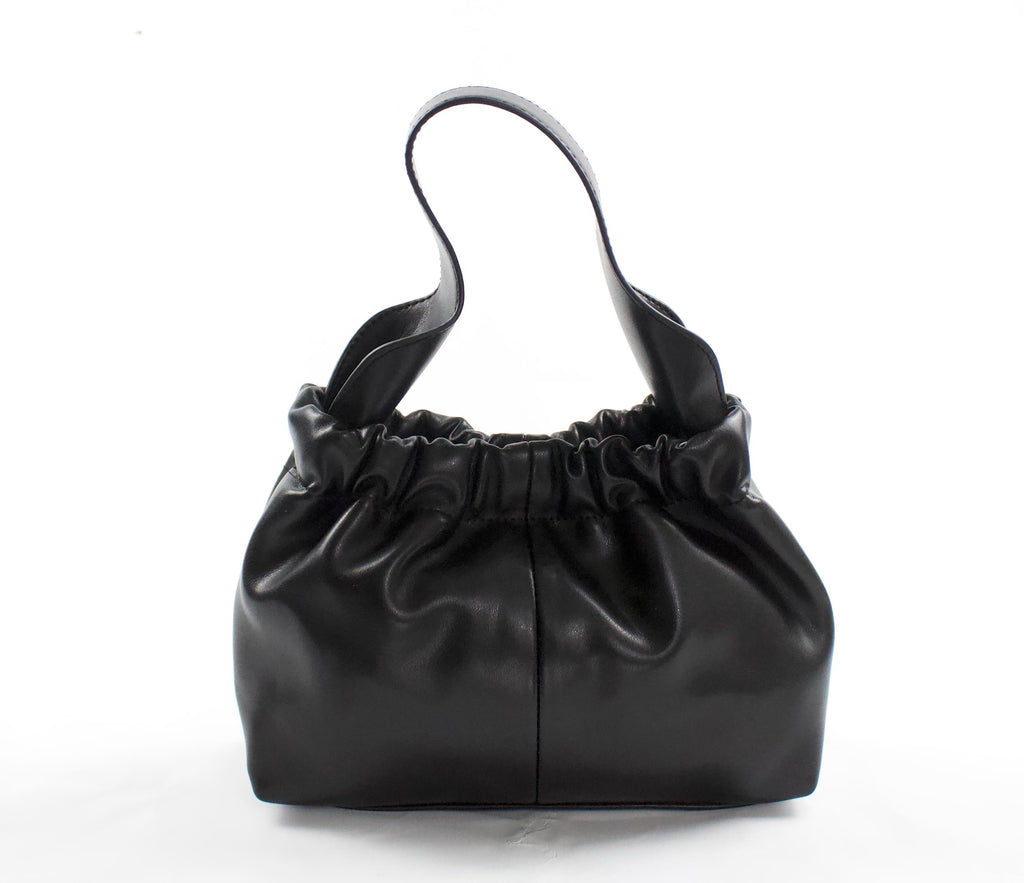 AVA RUCHED SLOUCHY HANDLE BAG - BLACK