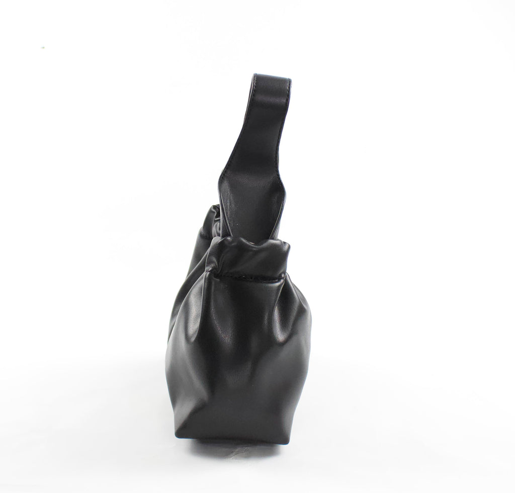 AVA RUCHED SLOUCHY HANDLE BAG - BLACK