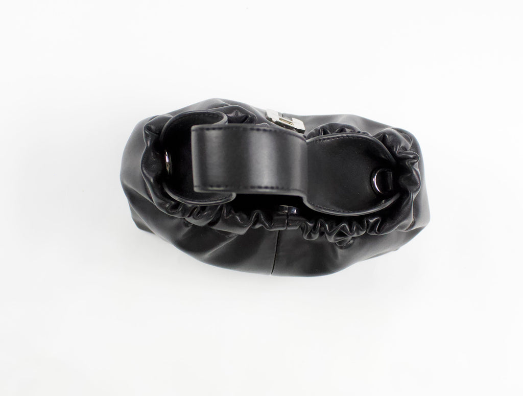 AVA RUCHED SLOUCHY HANDLE BAG - BLACK